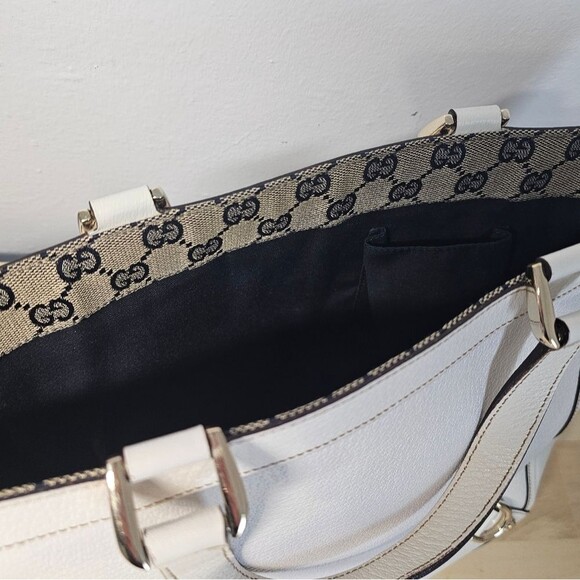 Gucci Abbey-D Ring Leather Tote White - Picture 10 of 12